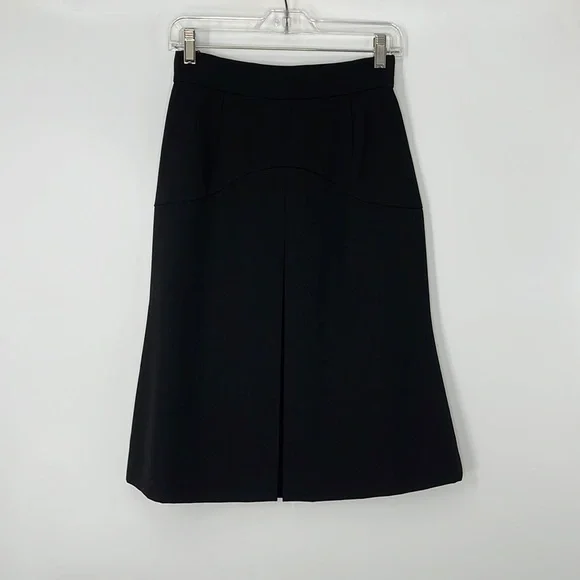 Prada | Skirts | Prada Black Skirt Side Zip Pleats Slits Womens 42